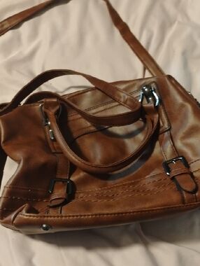 Women’s Brown Faux Leather Satchel Handbag